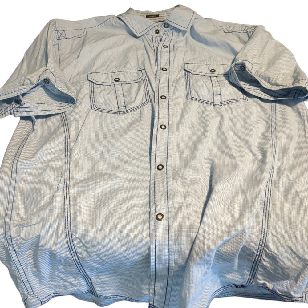 Men's Large Marc Ecko Button Down Western Style Short Sleeve Shirt - Picture 1 of 3